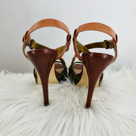Guess Belloma Leather and Olive Canvas Platform Sandals - Picture 4 of 7